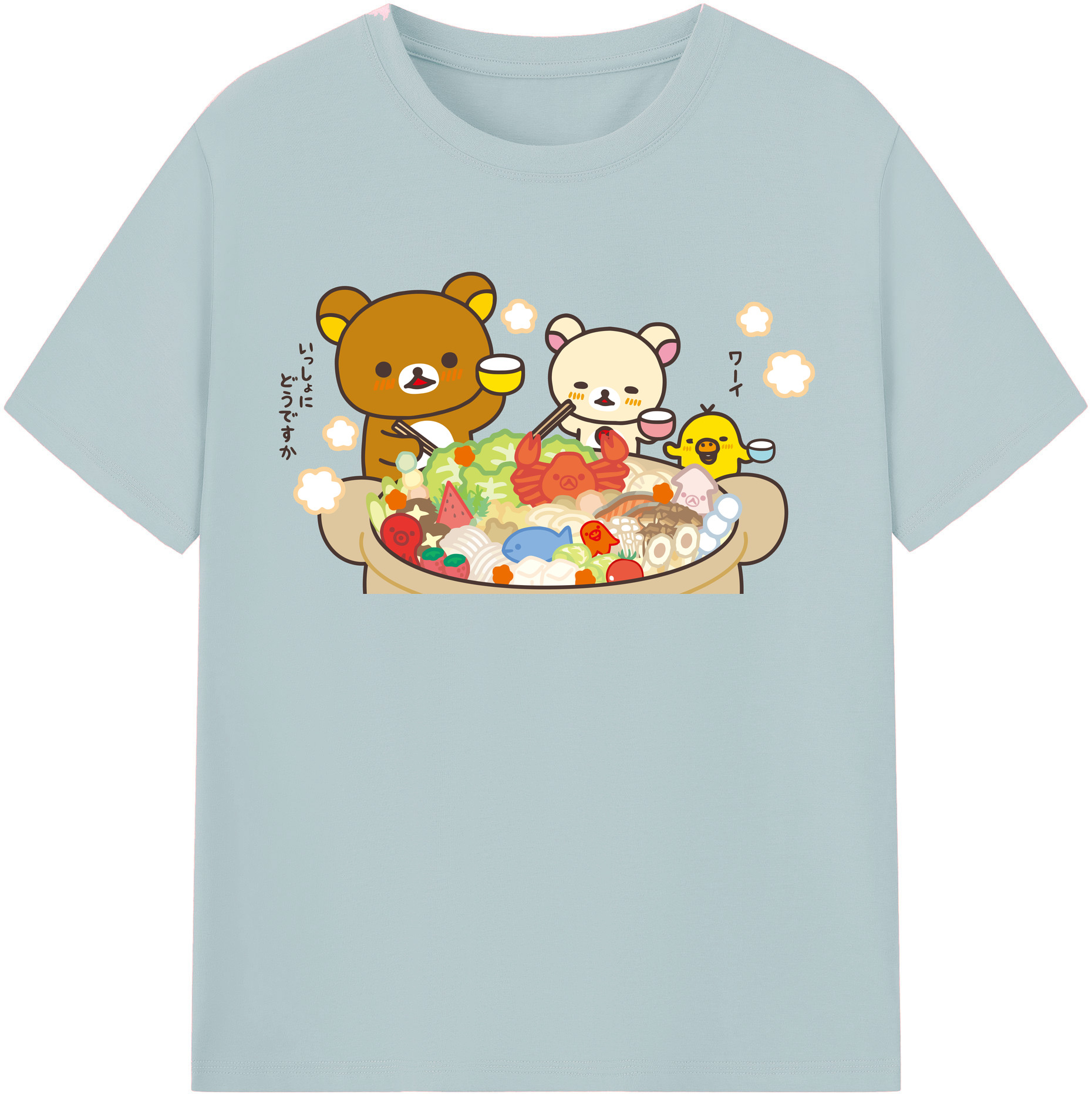（画像用） リラックマ リラックマ キイロイトリ Rilakkuma Korilakkuma Kiiroitori 綿100％半袖Tシャツ（フロントプリント）